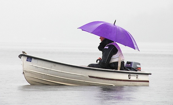 Rainy day boater