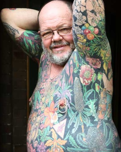 tattoos body. donating his tattooed body